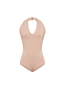 Sleeveless bodysuit with fastening - Nude