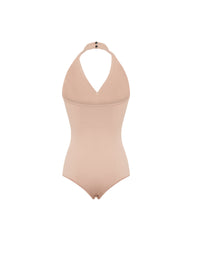 Sleeveless bodysuit with fastening - Nude