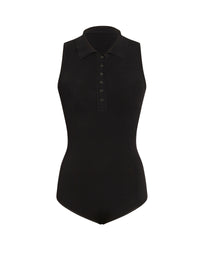 Body à col polo - Noir