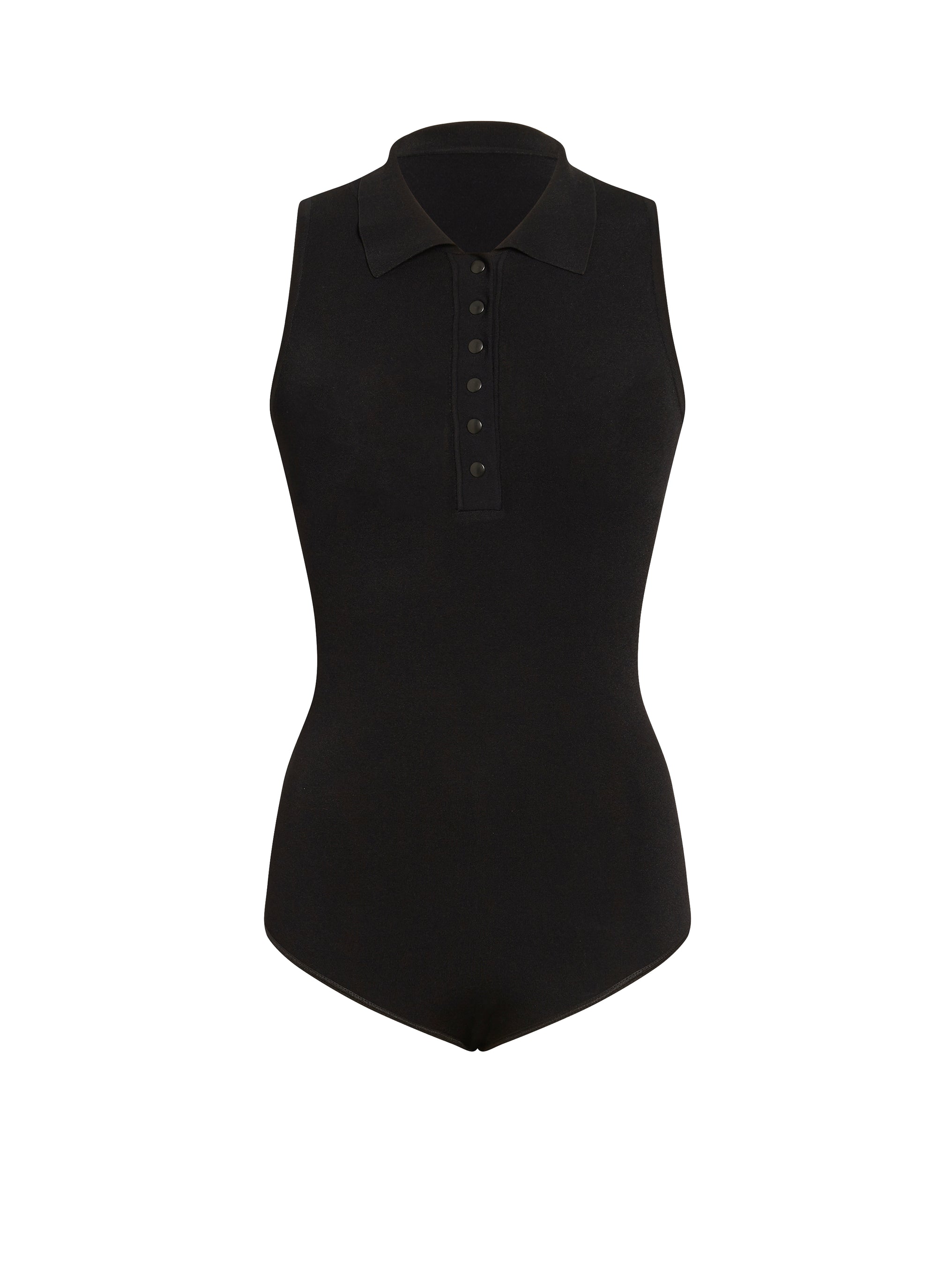 Body à col polo - Noir