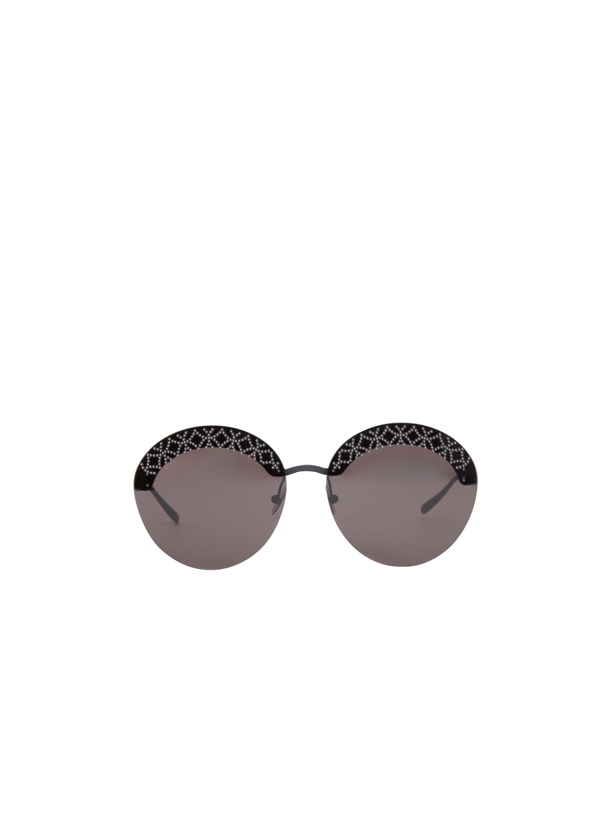 Lunettes ovales à monture invisible - Gris & Noir