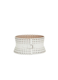 Studded leather corset - Optic White