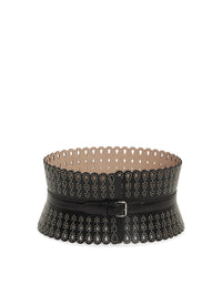 Studded leather corset - Black