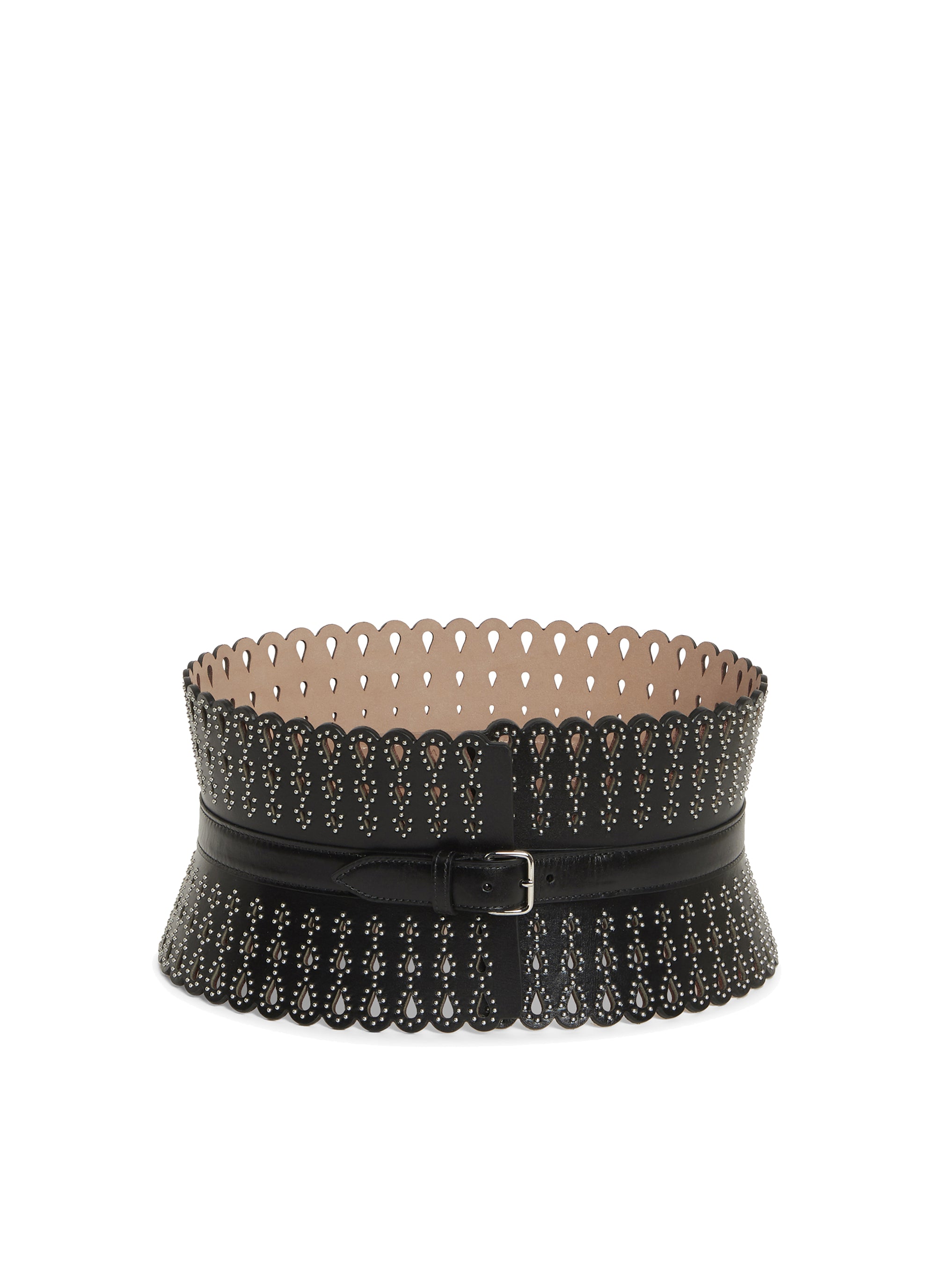 Studded leather corset - Black