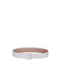 Flat studded belt in leather - Optic White