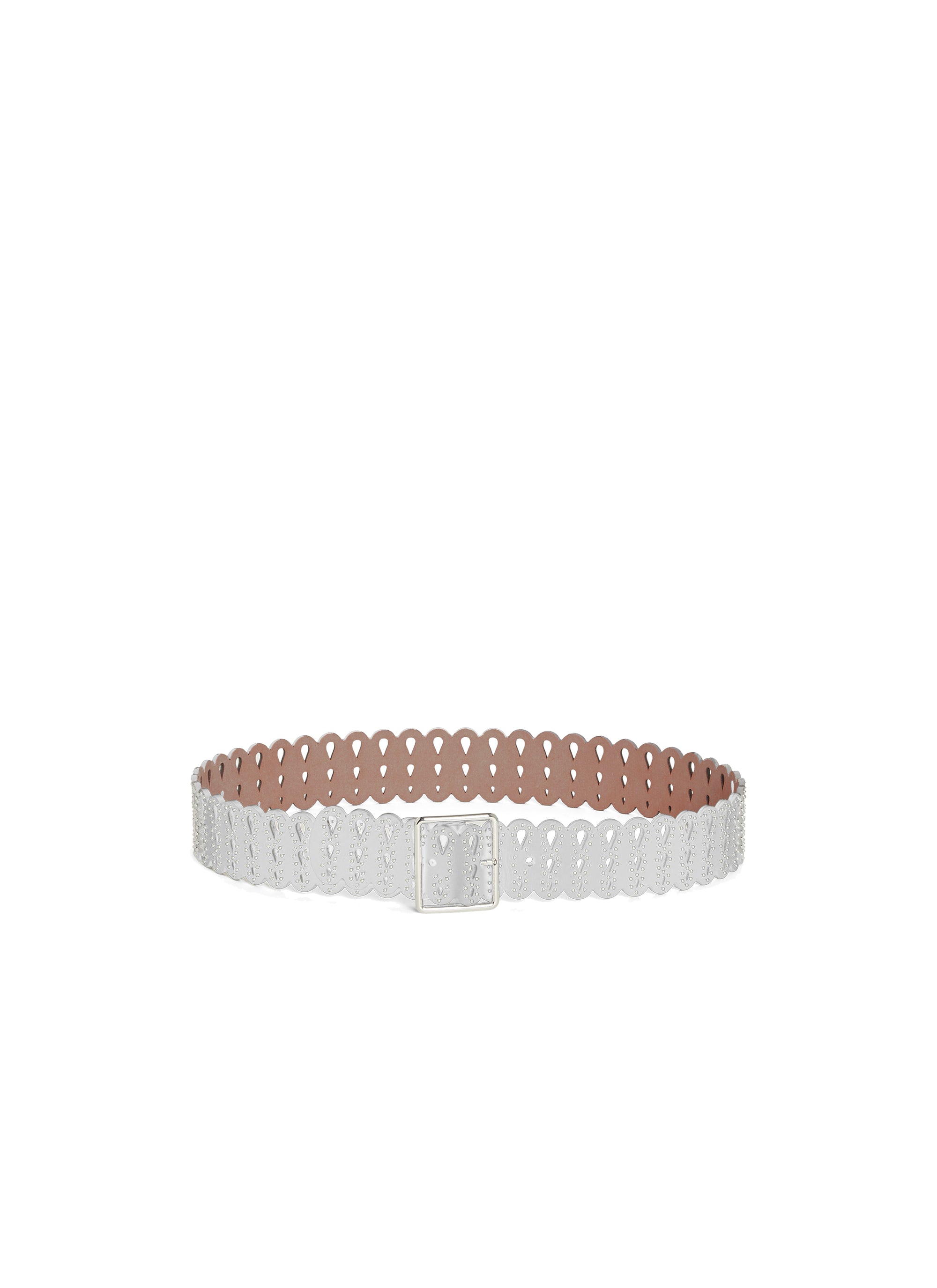 Ceinture plate à clous en cuir - Blanc Optique