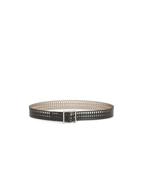 Ceinture plate à motif goutte en cuir - Noir