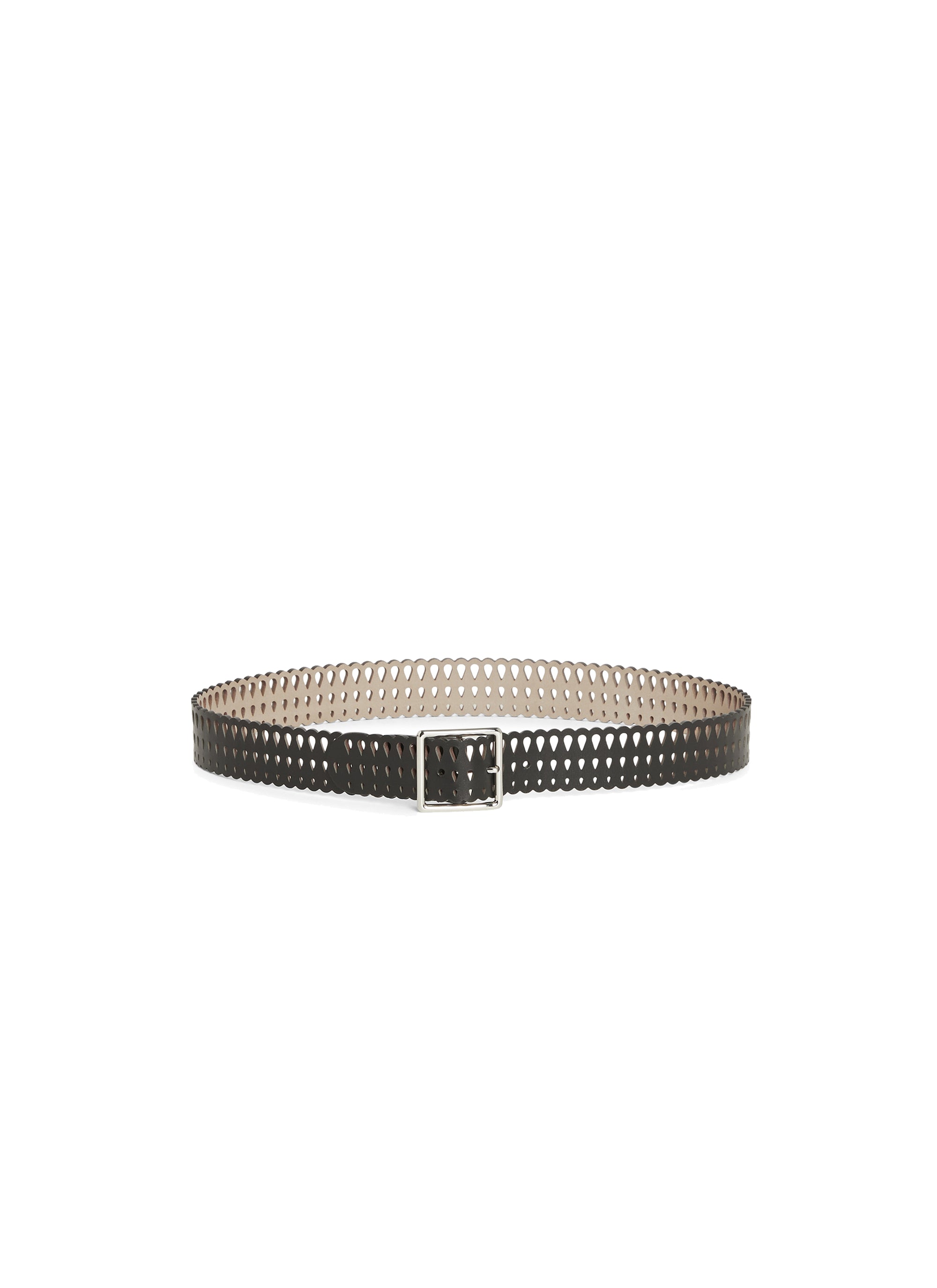 Ceinture plate à motif goutte en cuir - Noir