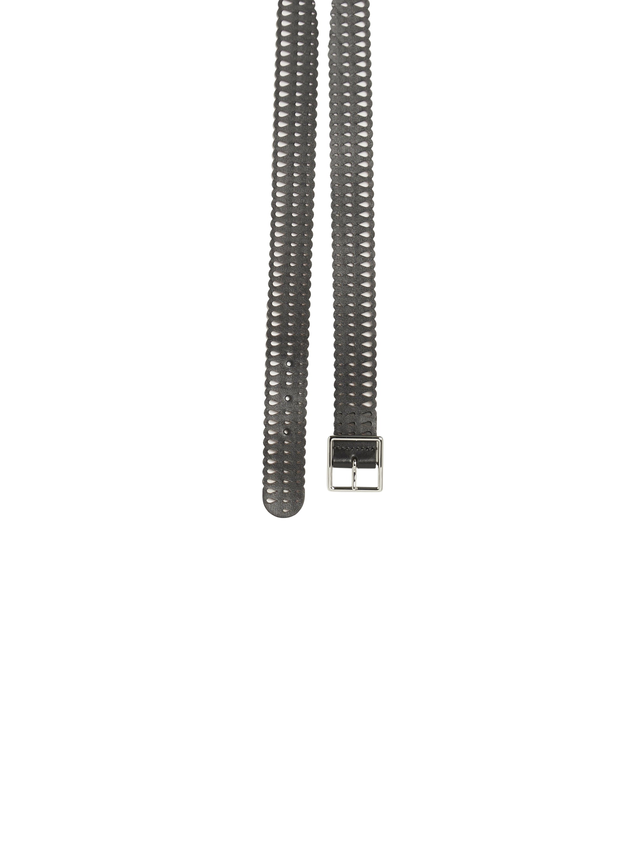 Flat leather drop belt - Black intense