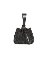Leather Rose Marie bag with studs - Black intense