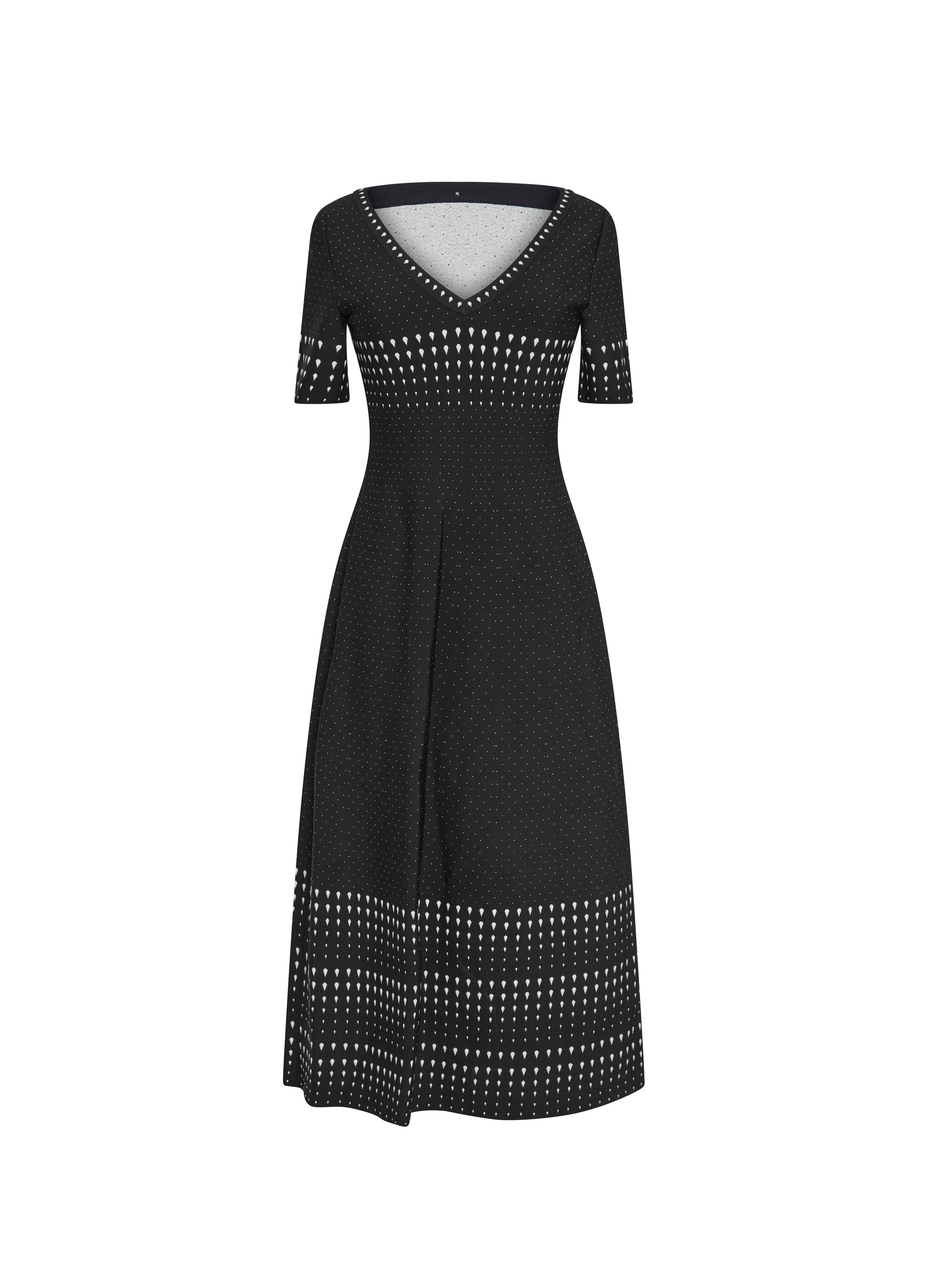 Short-sleeved v-neck maxi dress - Black & White