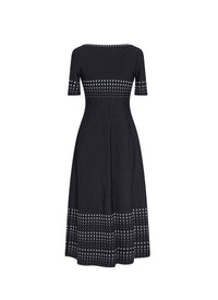 Short-sleeved v-neck maxi dress - Black & White