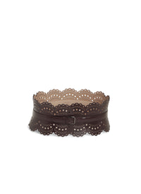 Ceinture corset ajourée en cuir - Almandite