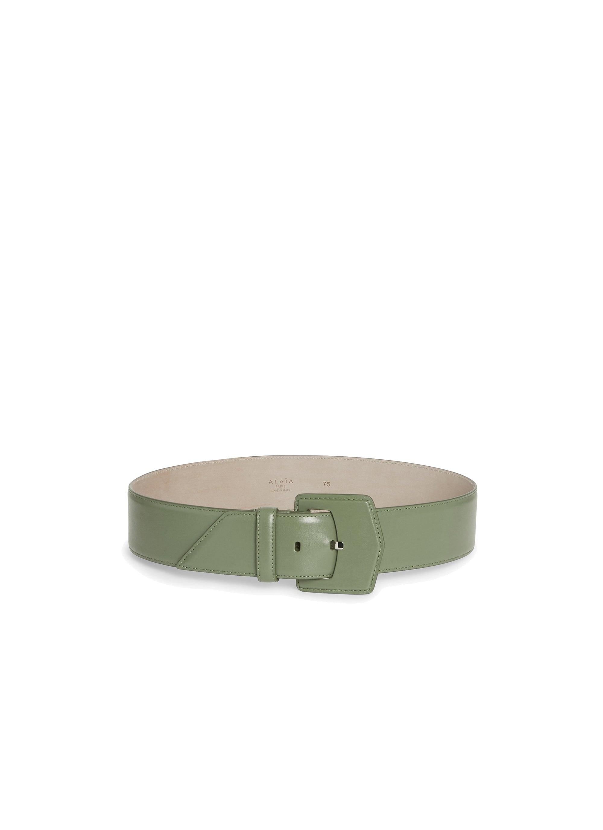 Ceinture à boucle géométrique oversize en cuir - Aloe