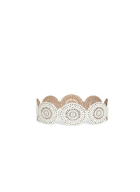 Ceinture graphique ajourée en cuir - Blanc Optique