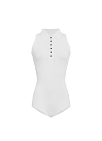Body sans manches à col classique boutonné - Blanc