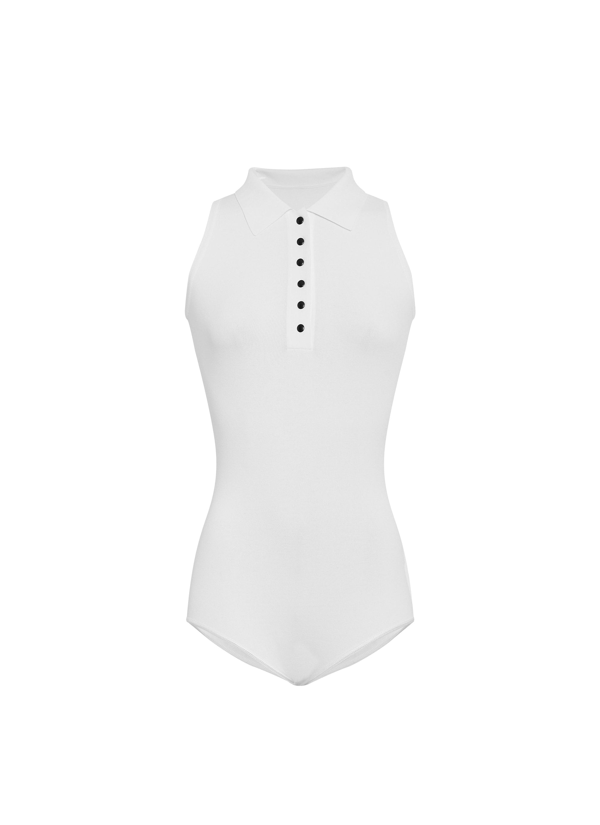 Body sans manches à col classique boutonné - Blanc