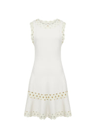 Sleeveless short dress Loden in wool - White
