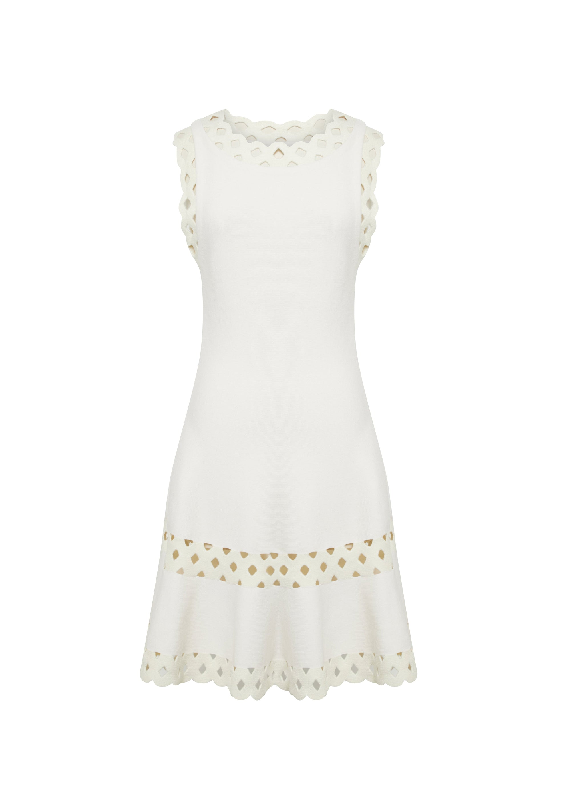 Sleeveless short dress Loden in wool - White
