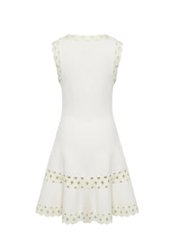 Sleeveless short dress Loden in wool - White