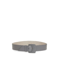 Ceinture à boucle géométrique oversize en cuir - Cendre