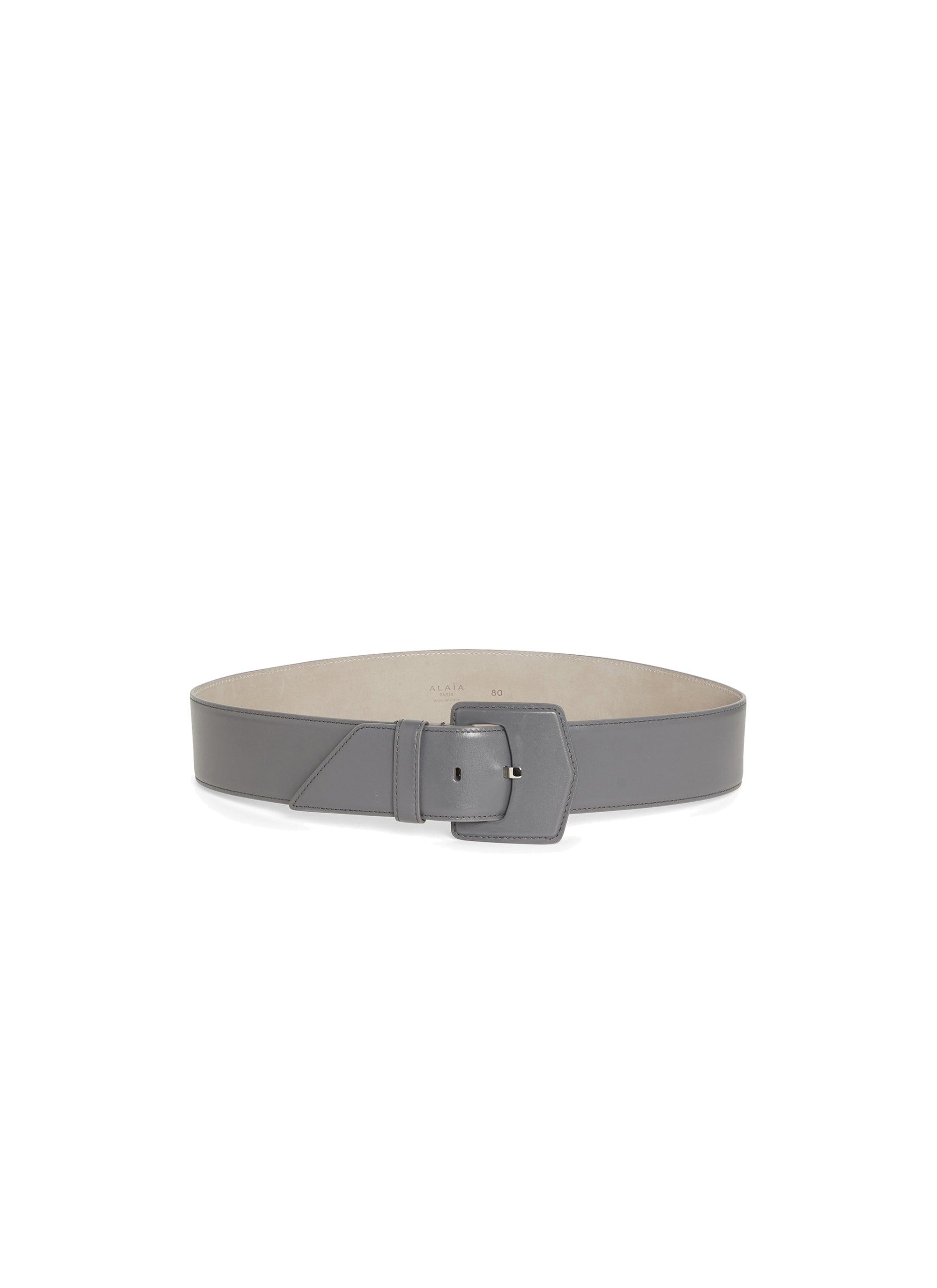 Ceinture à boucle géométrique oversize en cuir - Cendre