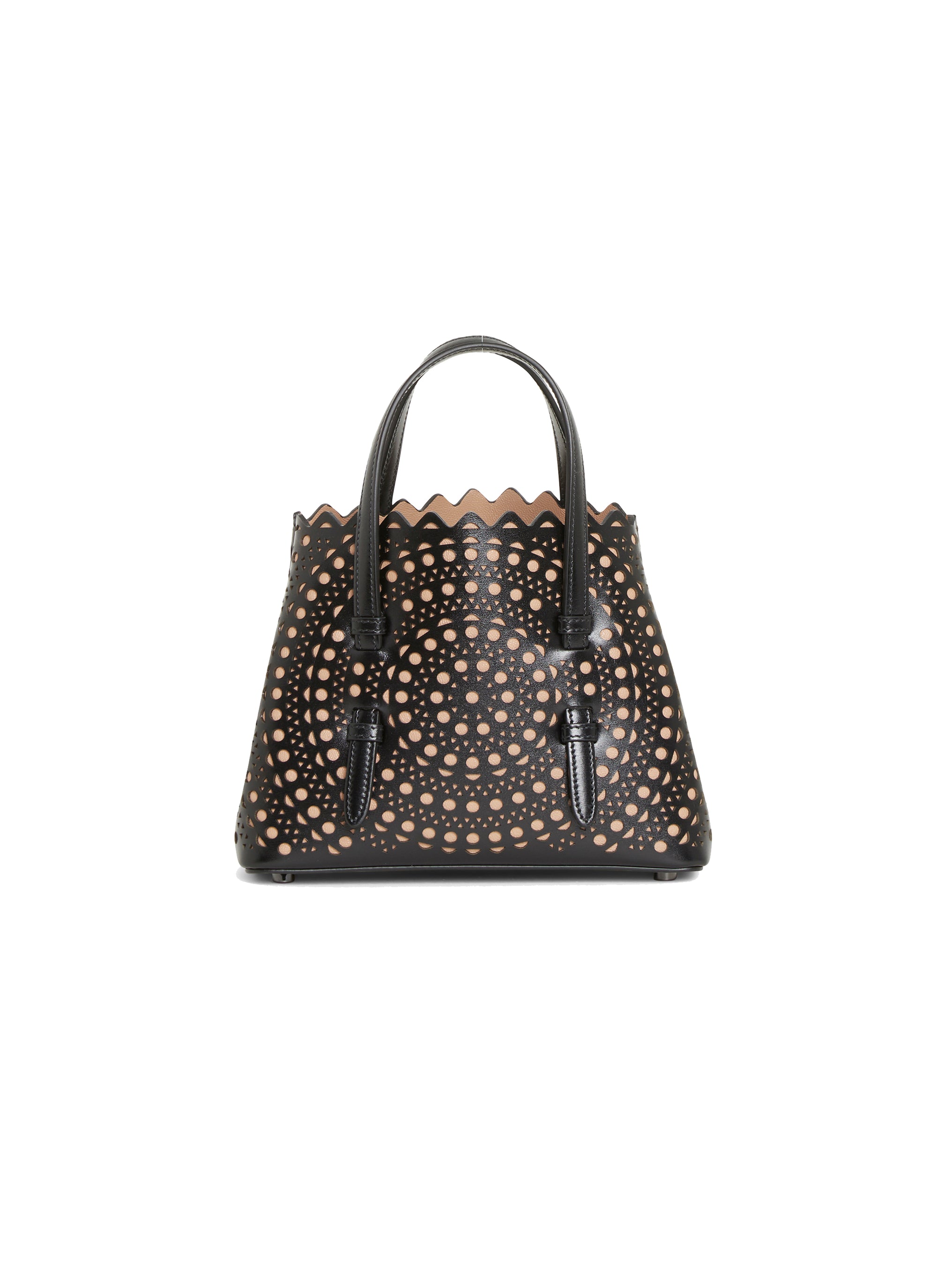 Openwork Mina bag in leather - Sand & Black