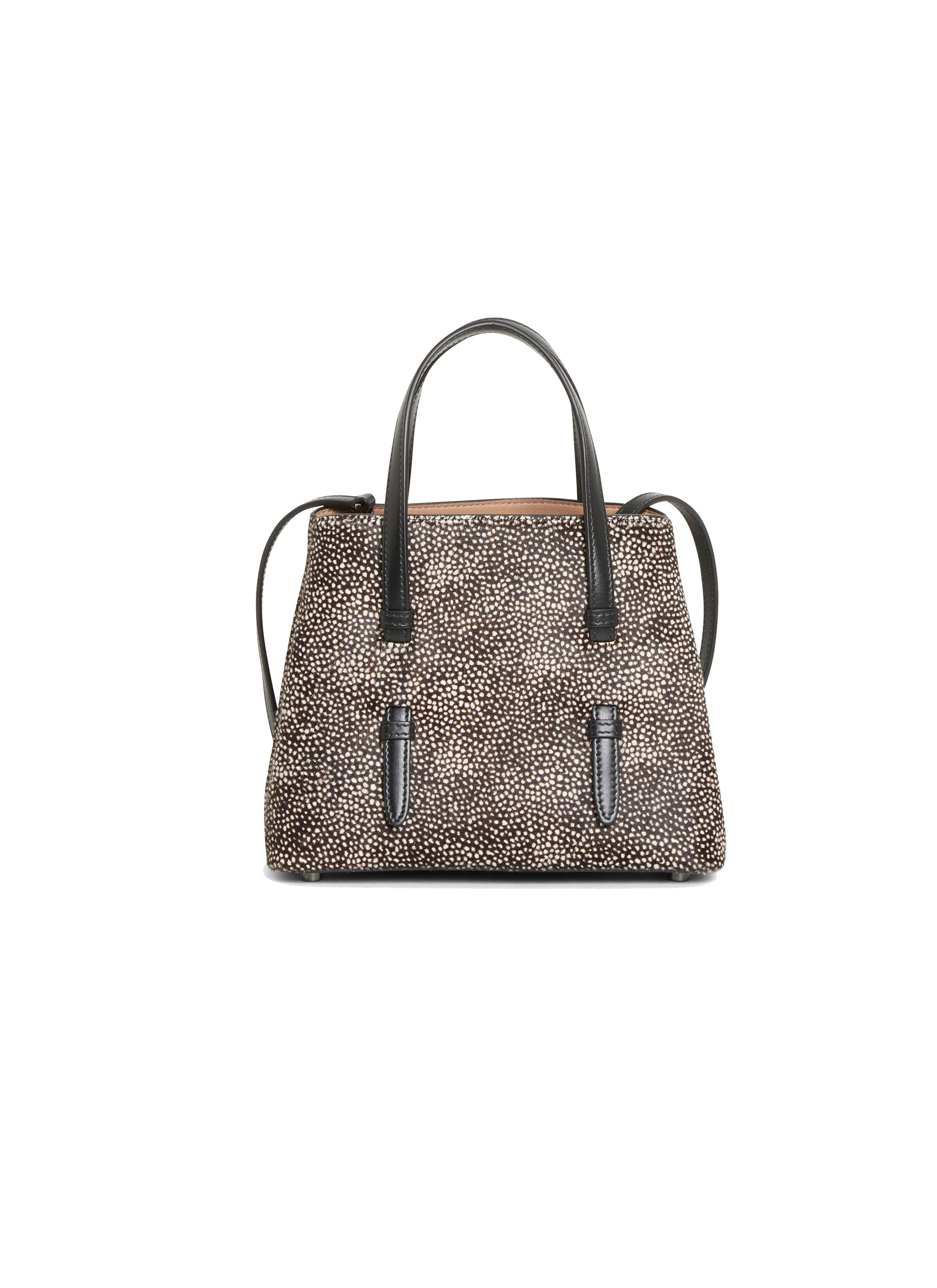 Speckled Mina bag in leather - Black & Beige