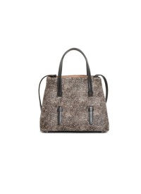 Sac Mina moucheté en cuir - Noir & Beige