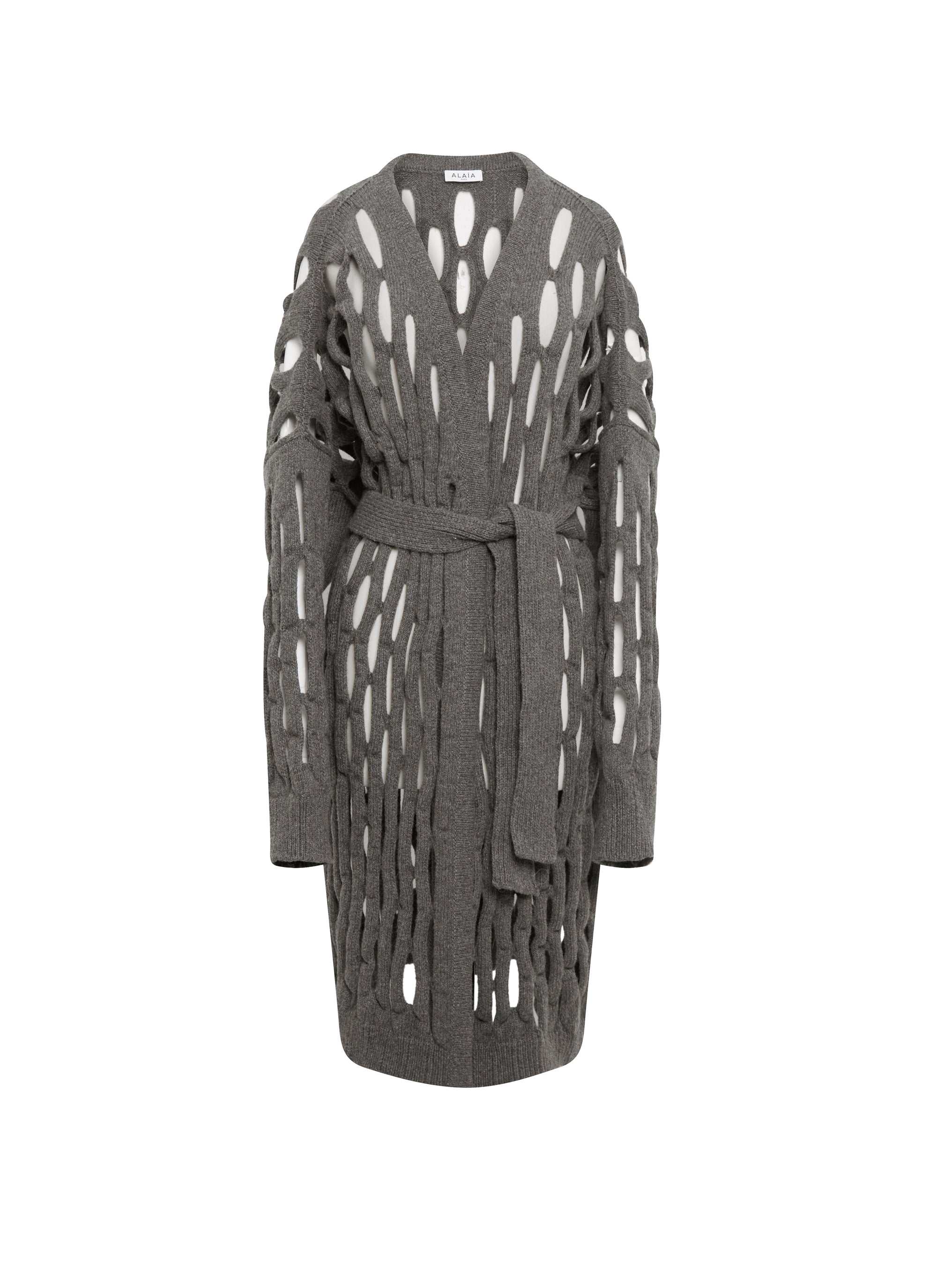 Cardigan long en laine - Gris Foncé