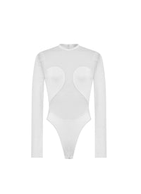 Sleeveless sheer bodysuit - White