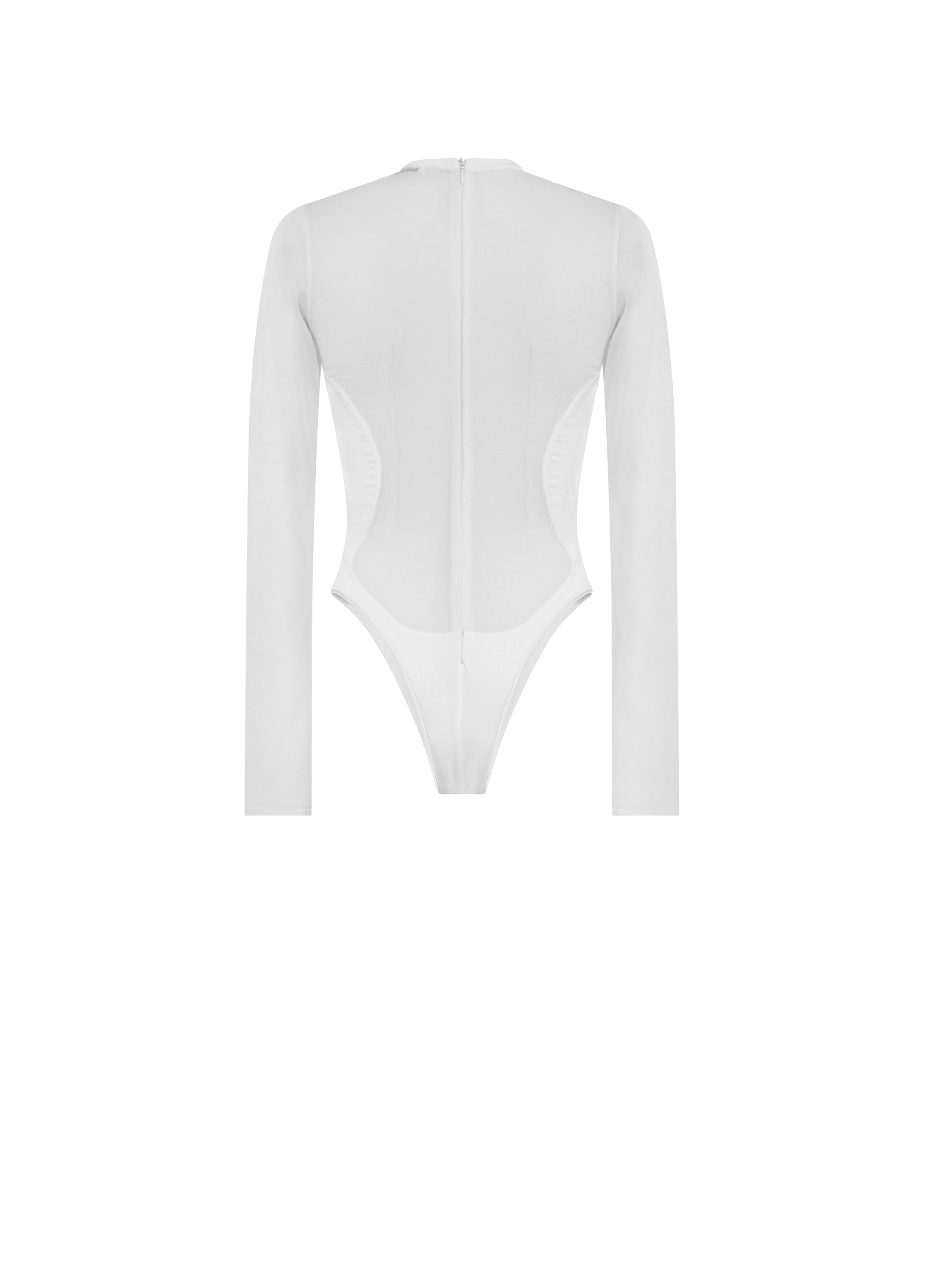 Sleeveless sheer bodysuit - White