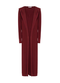 Manteau gilet long à capuche - Bordeaux