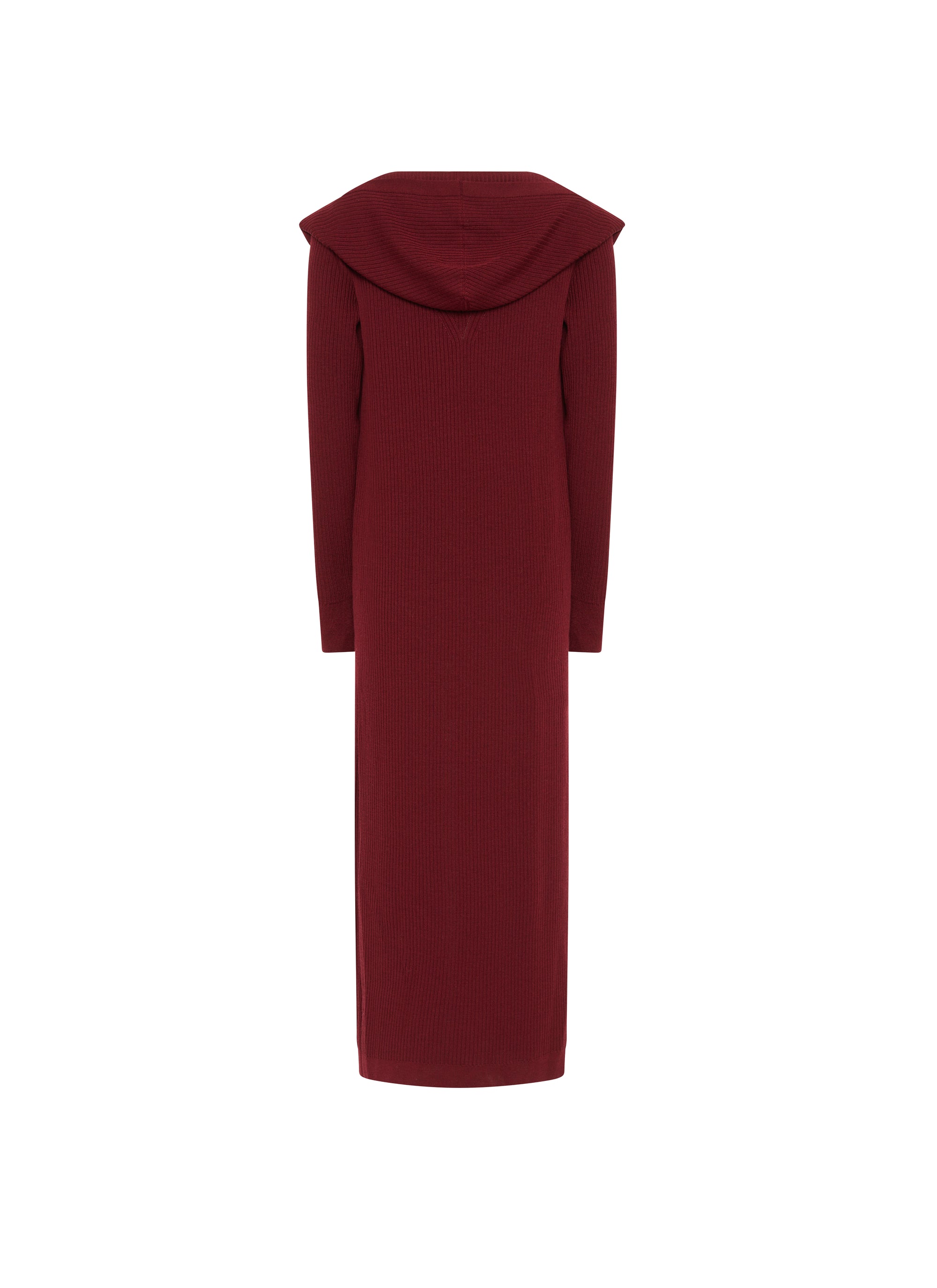 Manteau gilet long à capuche - Bordeaux