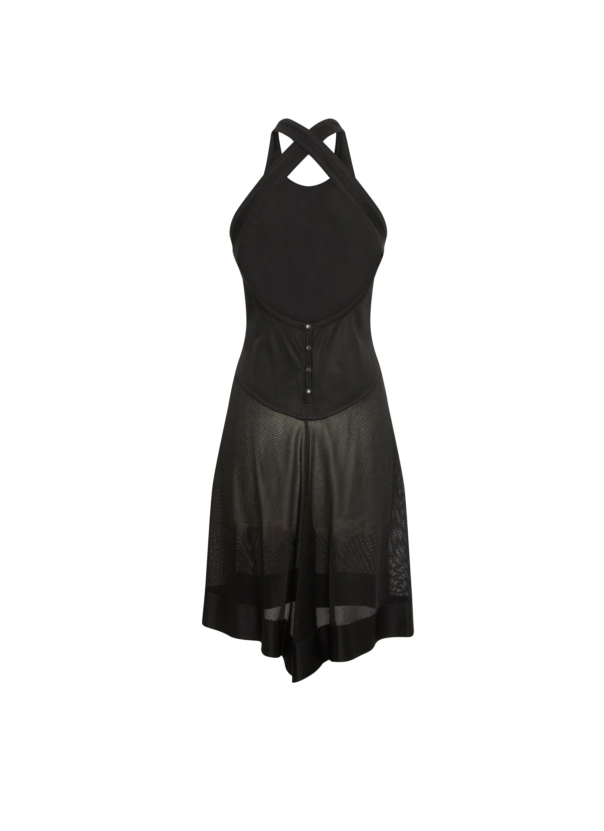 Robe courte à dos ouvert avec bretelles croisés - Noir Alaia
