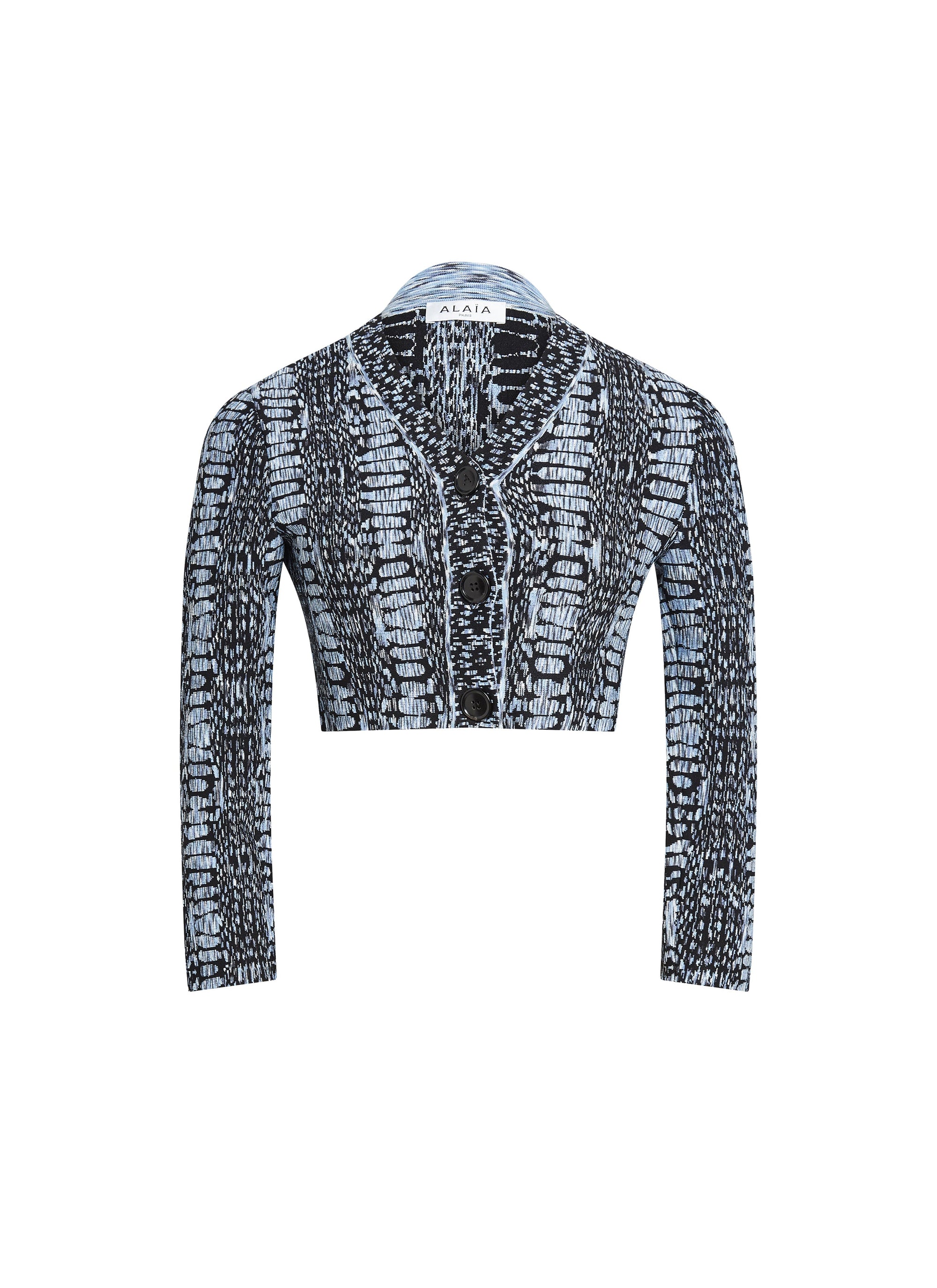 Cardigan court imprimé python - Noir & Bleu