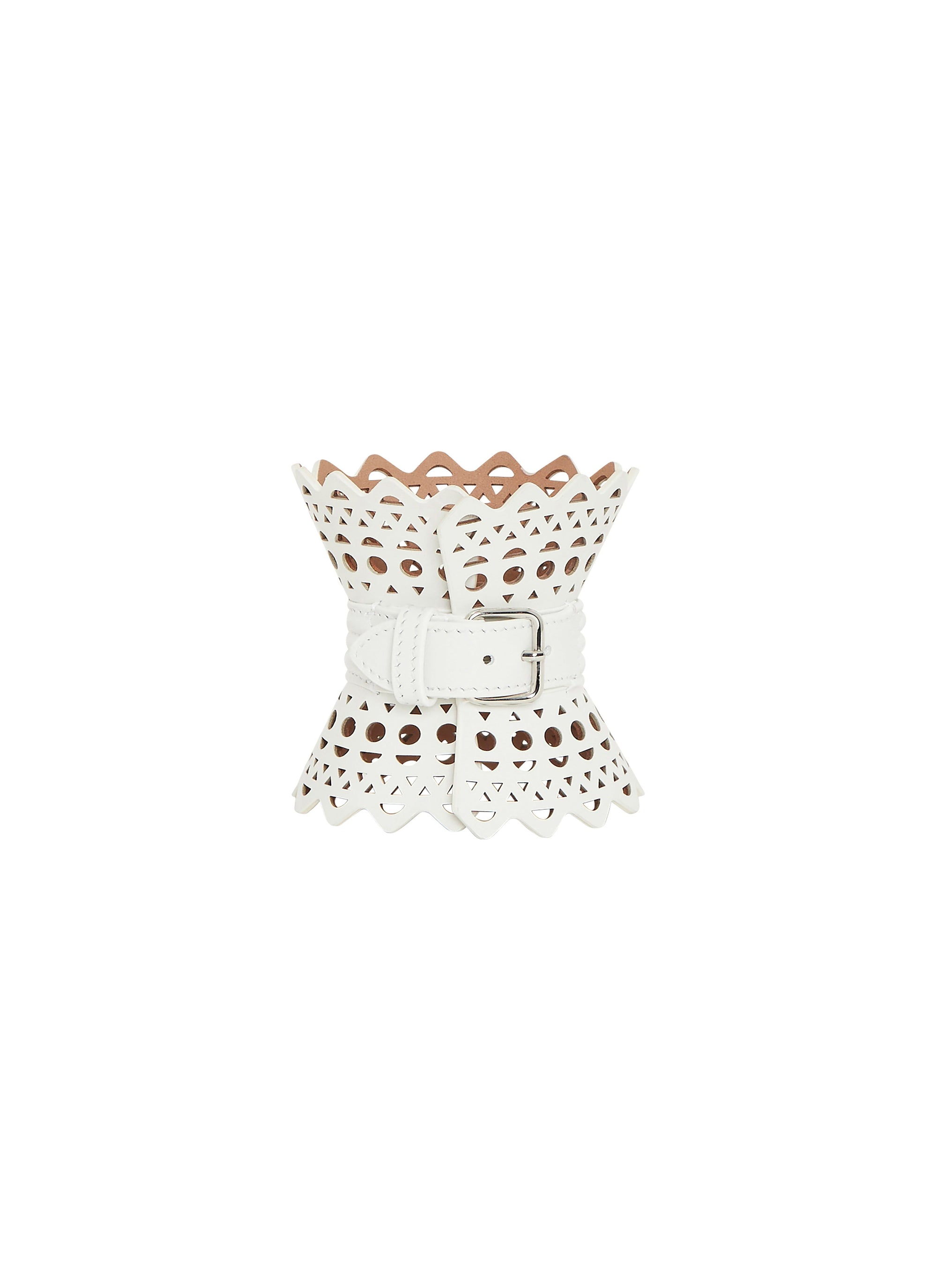 Leather Corset Bracelet - Optic White