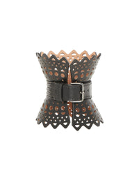 Bracelet corset en cuir - Noir