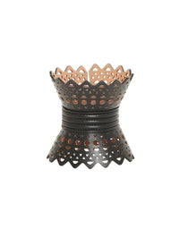 Bracelet corset en cuir - Noir