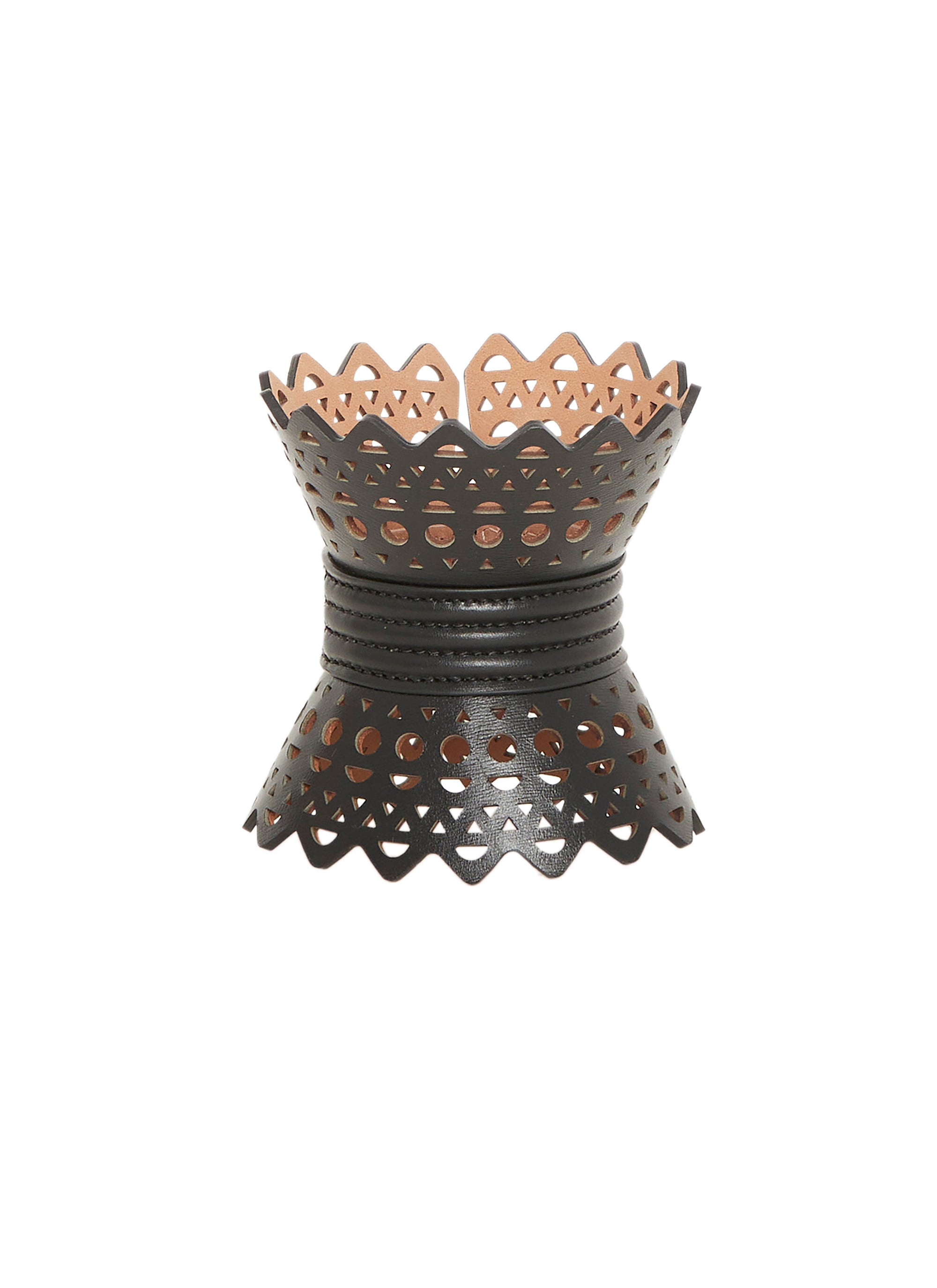 Bracelet corset en cuir - Noir