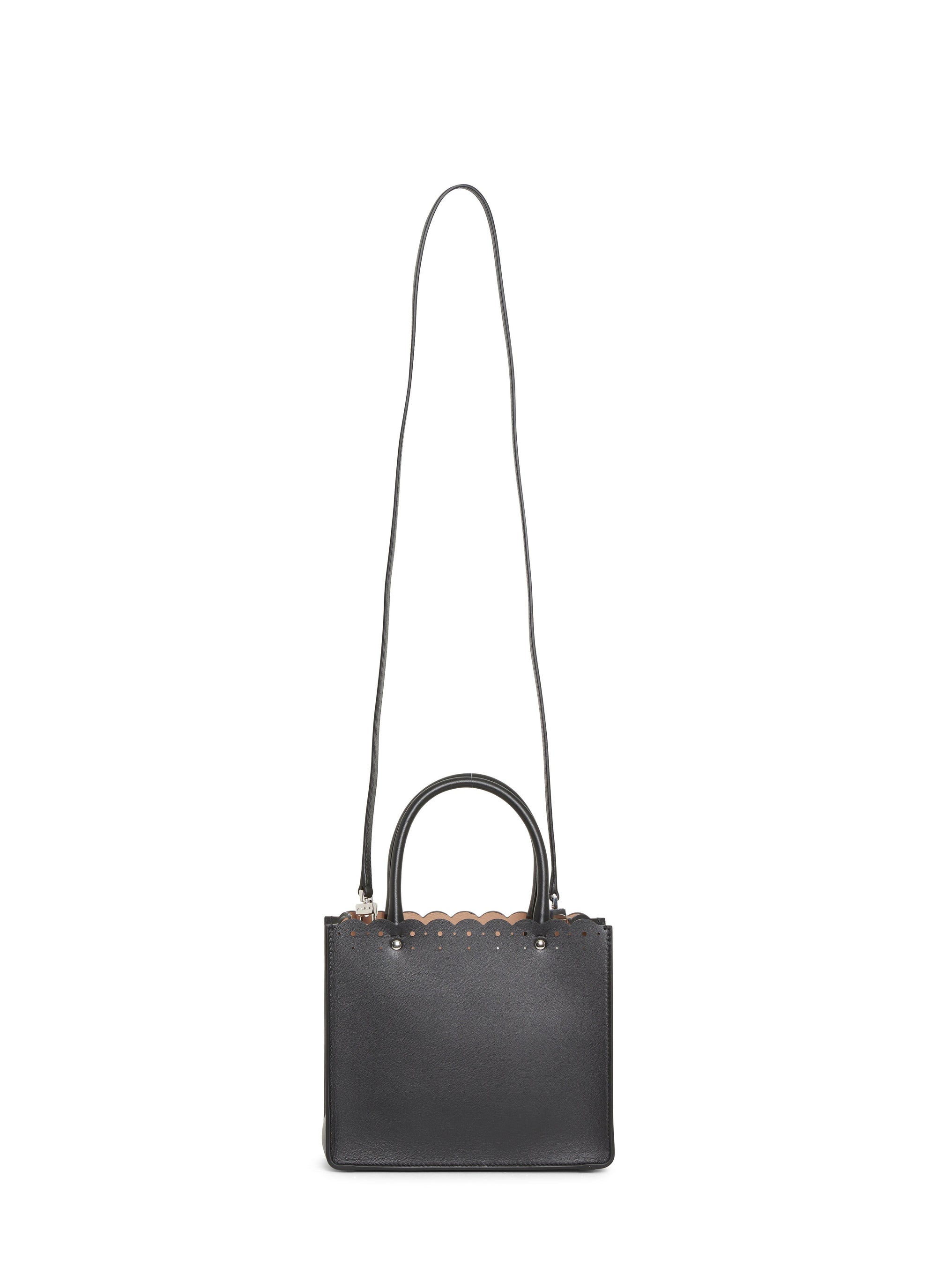 Sac Garance Carrera Fiori bordure ajourée en cuir - Noir