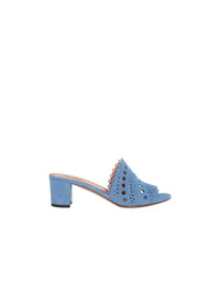 Mules Vienne 60 en cuir - Bleu Denim
