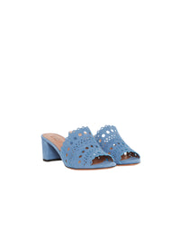 Mules Vienne 60 en cuir - Bleu Denim