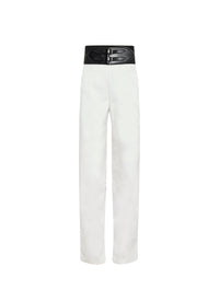 Pantalon ceinturé - Blanc