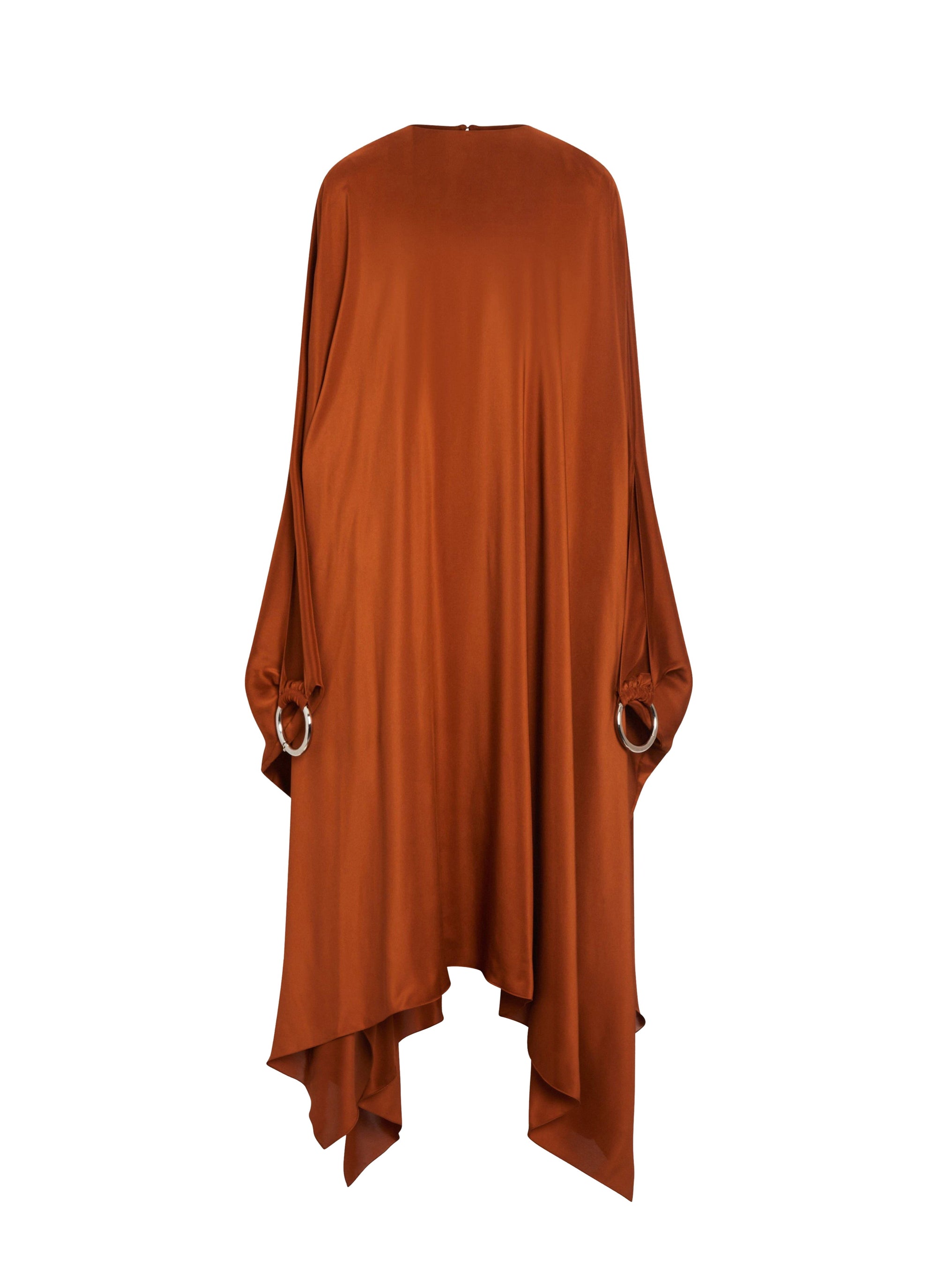 Robe kaftan en soie - Cognac