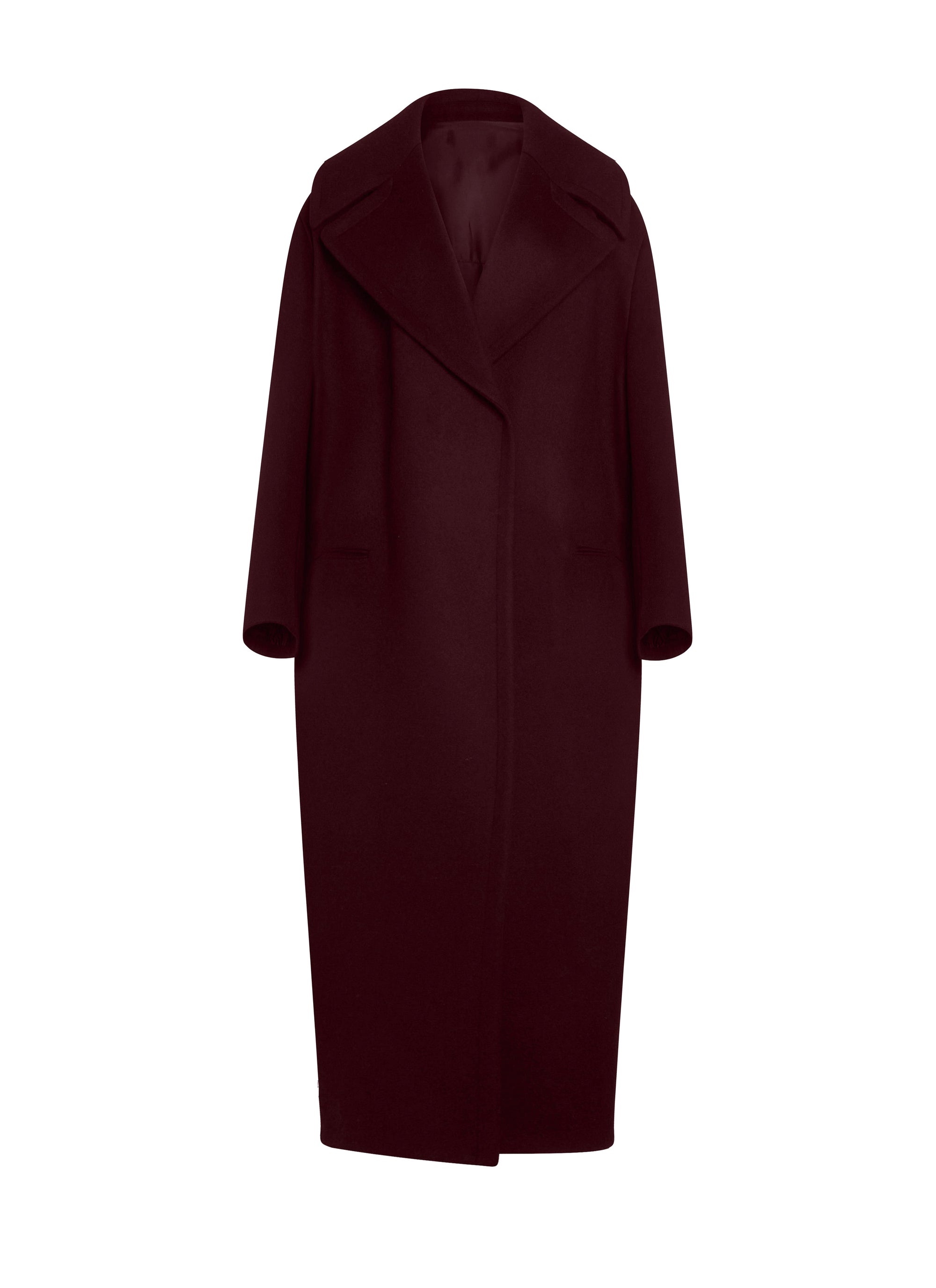Manteau long en cachemire et laine - Burgundy