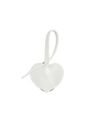 Leather Heart Keyring - Optic White