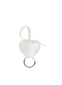 Leather Heart Keyring - Optic White