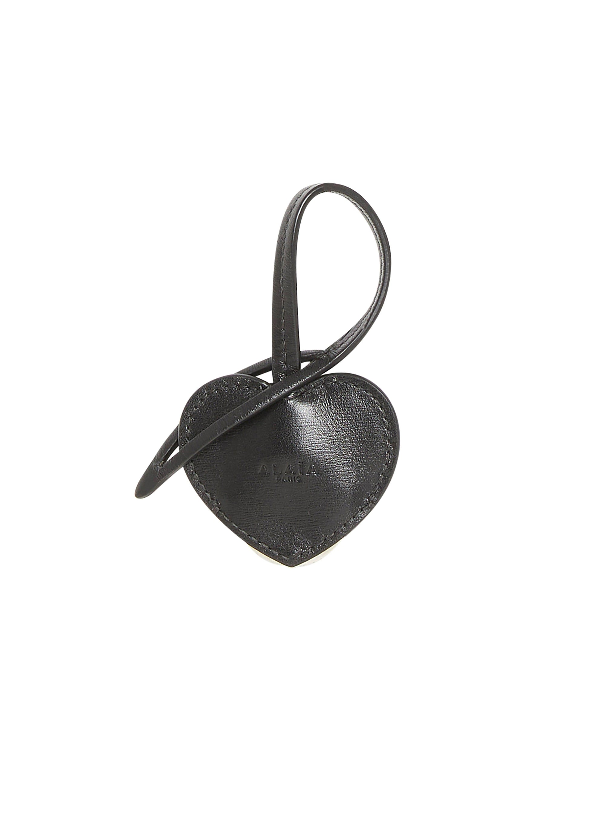 Leather Heart Keyring - Black