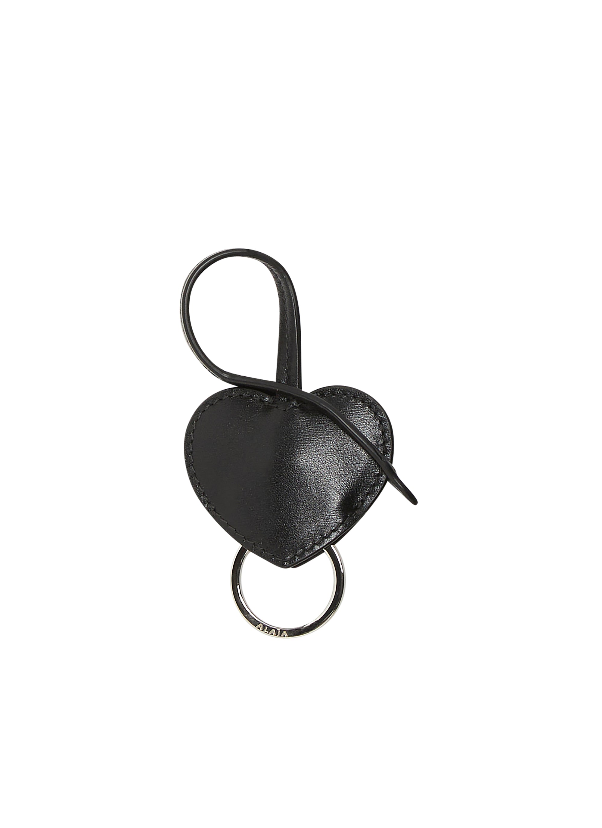 Leather Heart Keyring - Black
